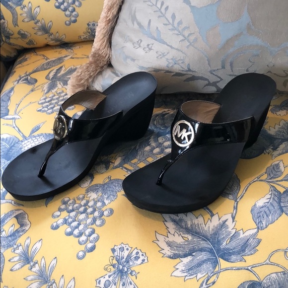 michael kors black leather sandals